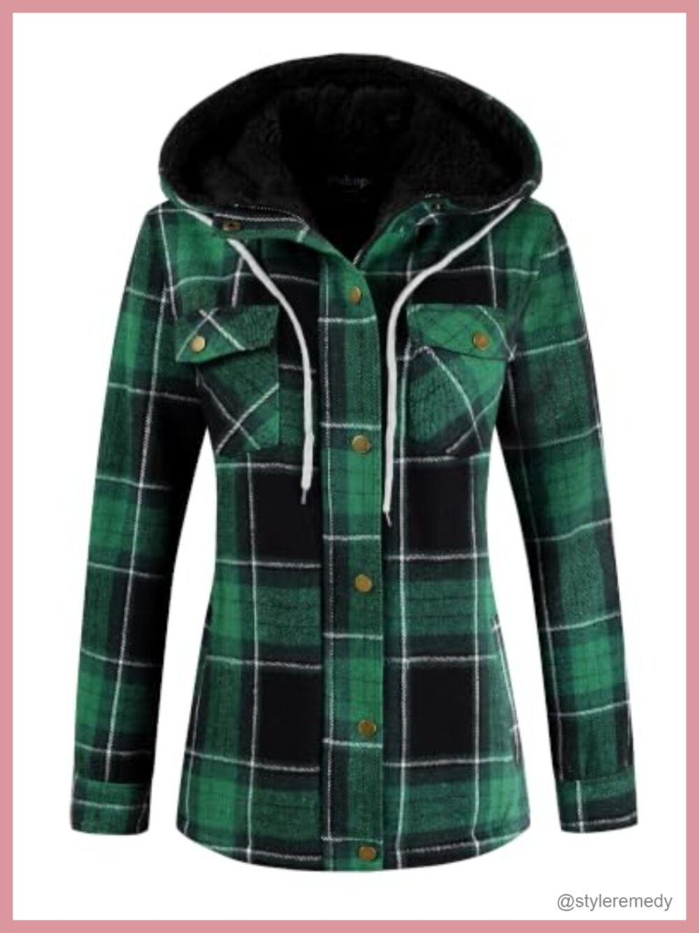 Plaid Sherpa Lined Hooded Jacket Fleece Flannel Coat